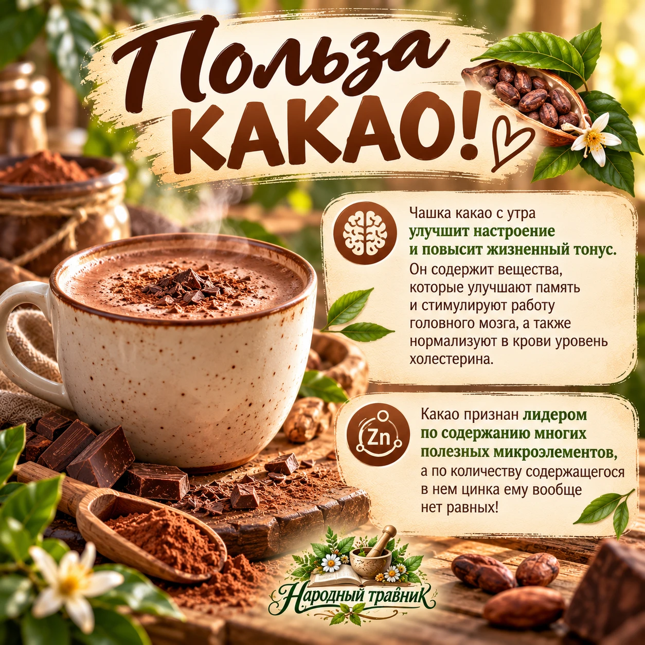 ☕ Польза какао!
