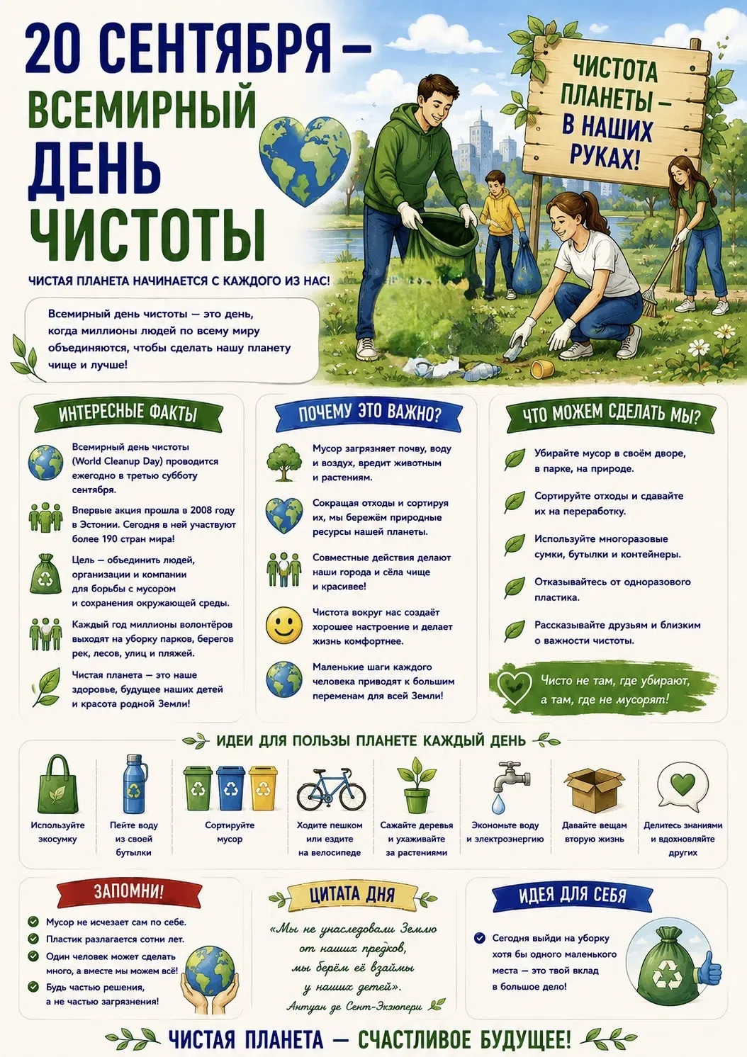 📆20 сентября - Всемирный день чистоты🌿
