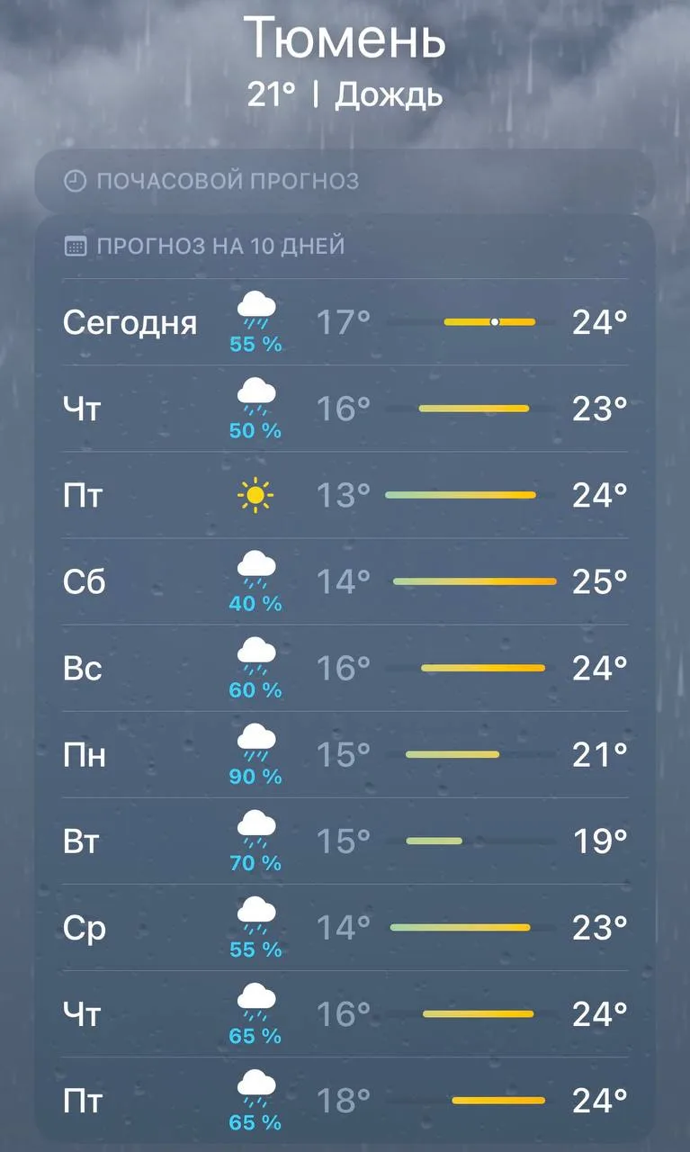 ☔️ Солнечных дней в Тюмени можно не ждать