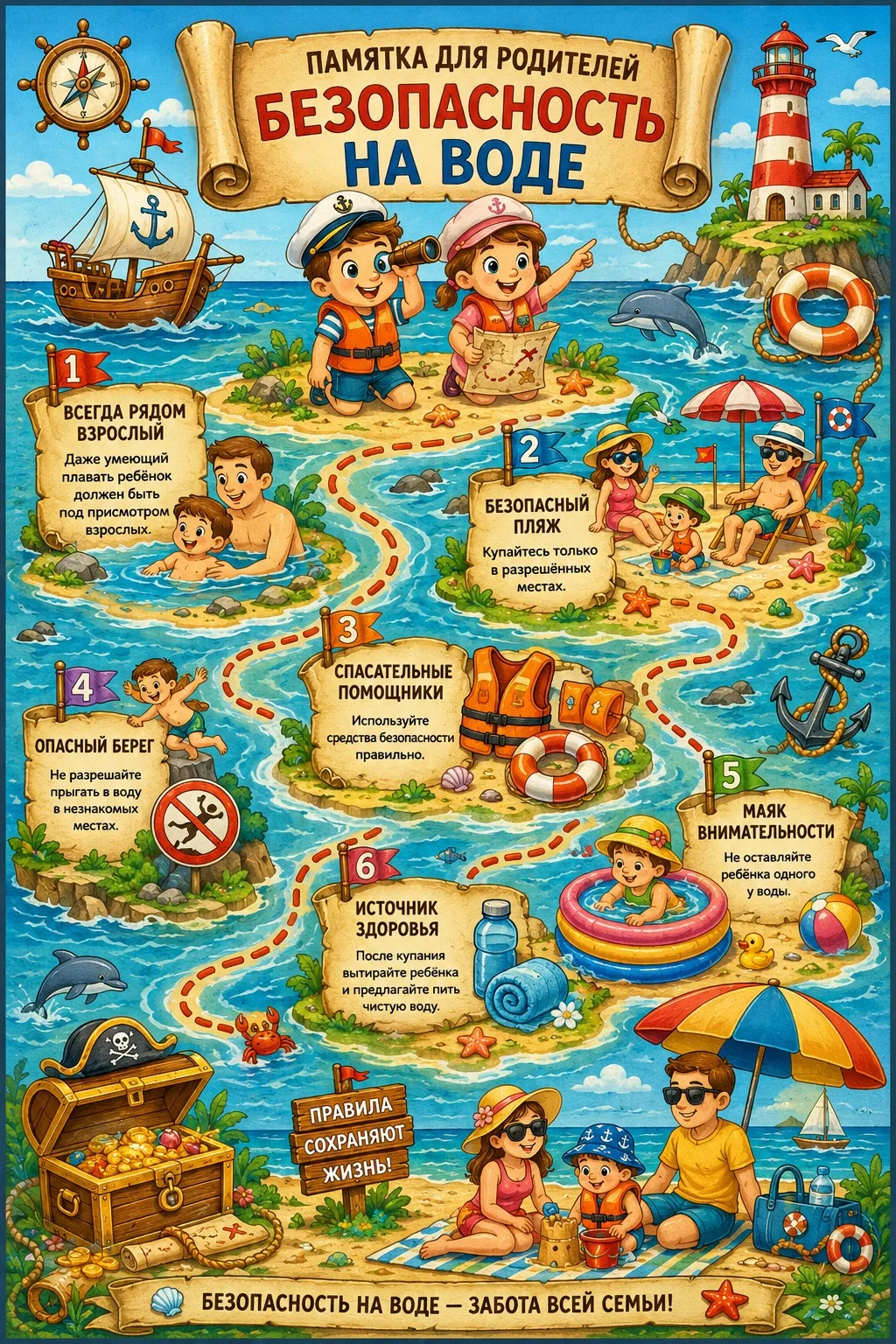 Лето — время солнца, моря и весёлых игр у воды! Но чтобы отдых приносил только радость, важно помнит