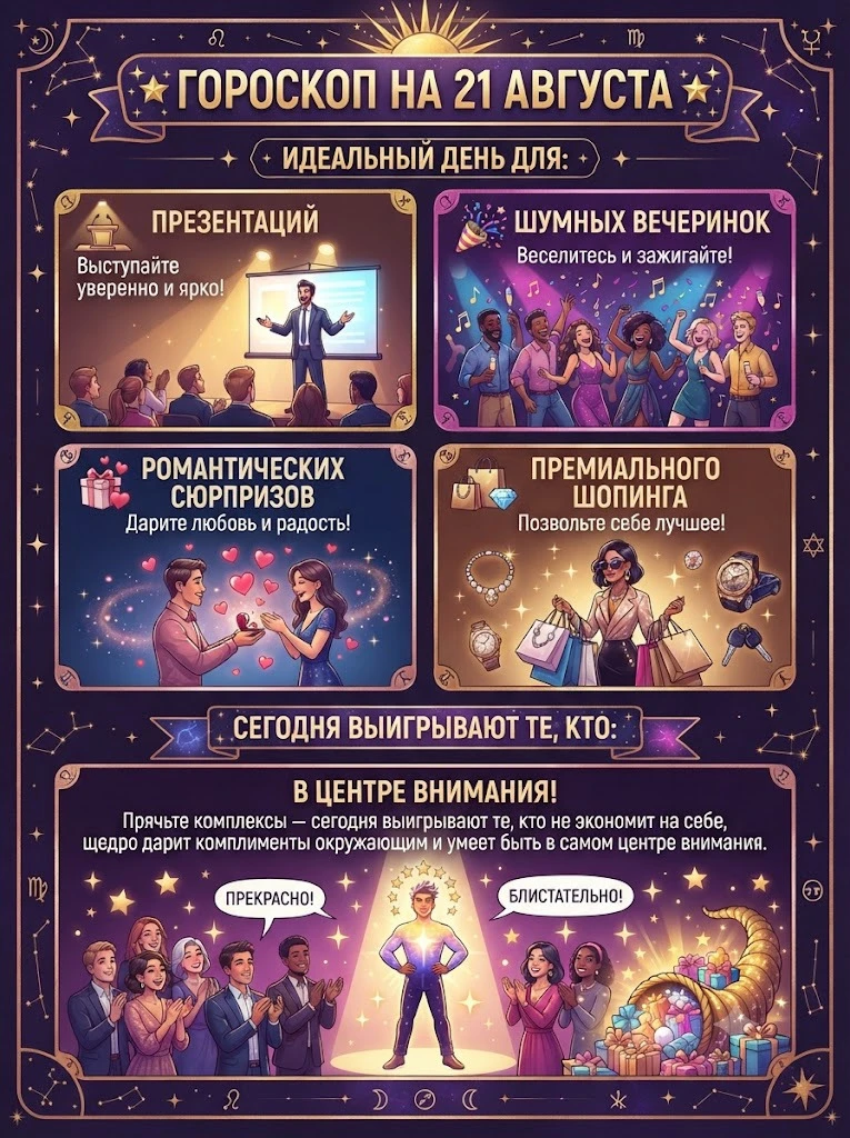🌟 ГОРОСКОП НА 21 АВГУСТА 🌟