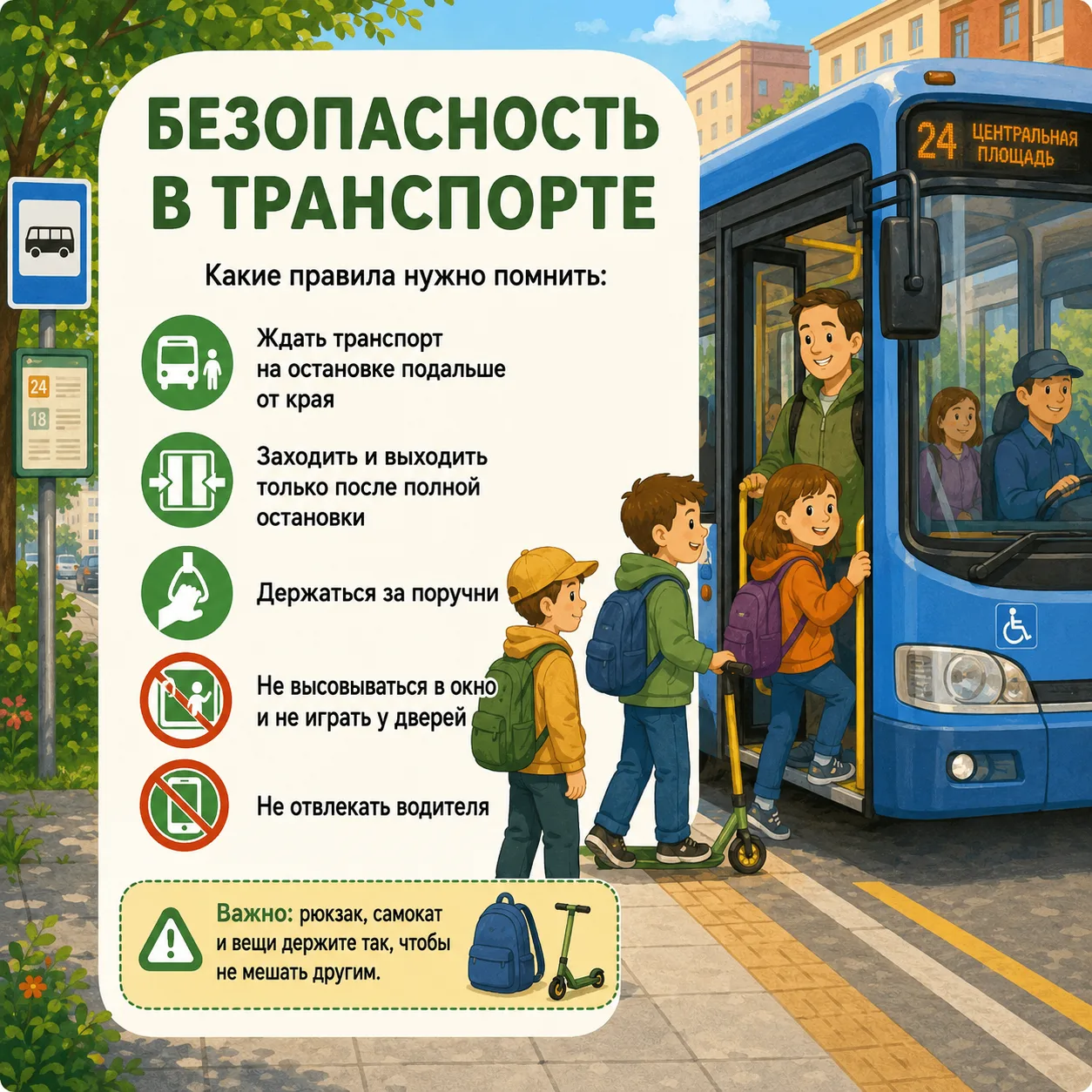 Важные правила для маленьких пассажиров 🚌