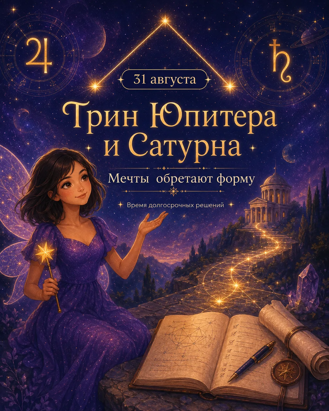✨ 31 августа - трин Юпитера и Сатурна