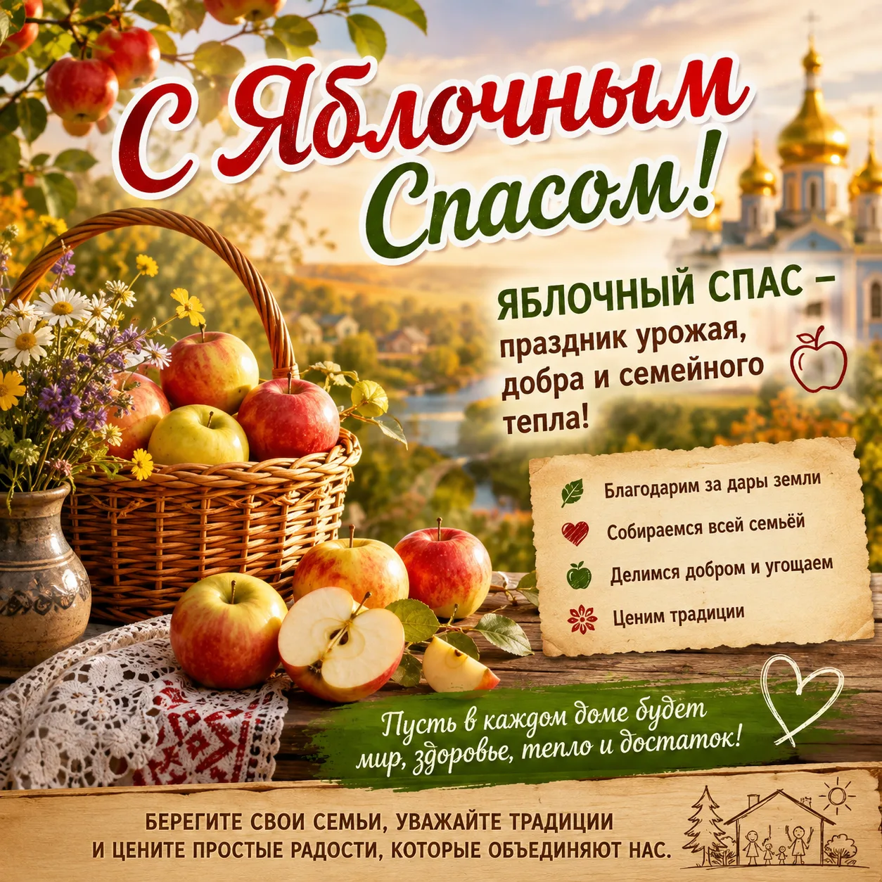 Яблочный Спас — праздник урожая, добра и семейного тепла 🍎