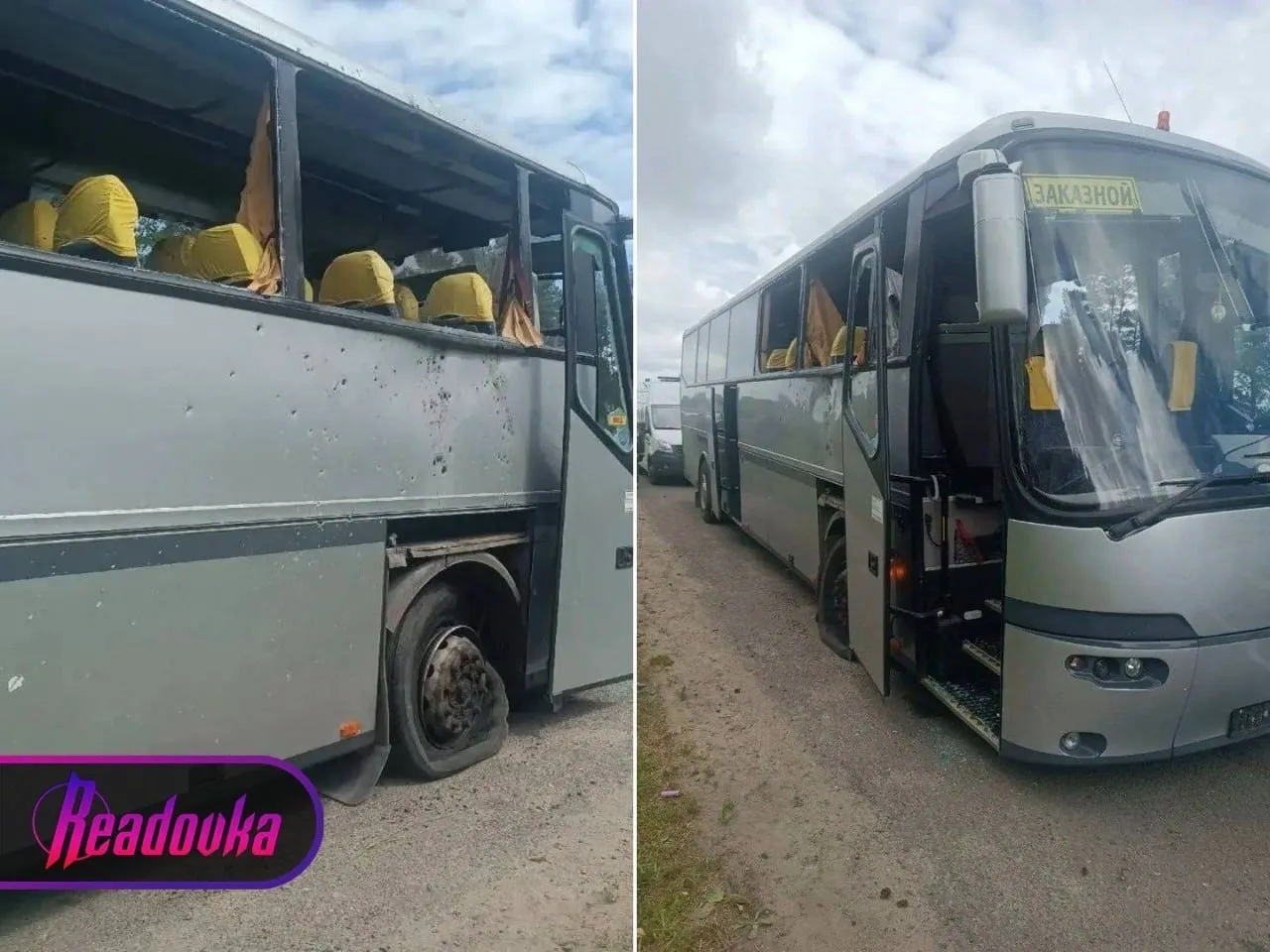 Появились кадры последствий атаки на автобус с детьми в Брянской области