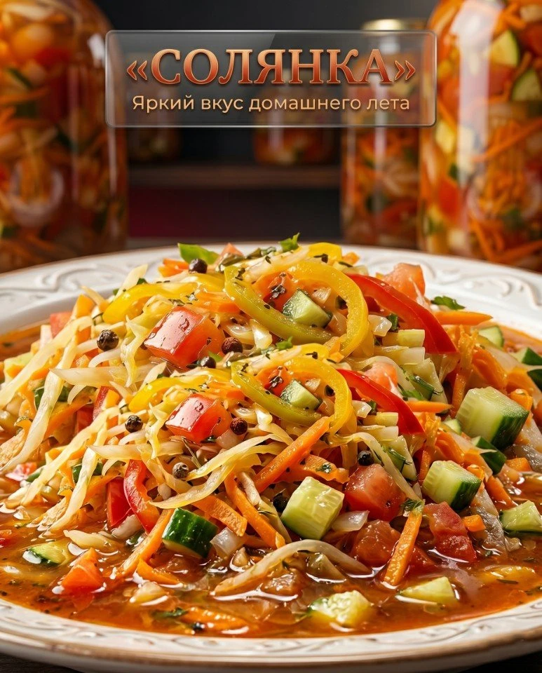 🥒 Солянка овощная на зиму
Яркая, сочная и невероятно вкусная Домашняя заготовка из свежих овощей, к