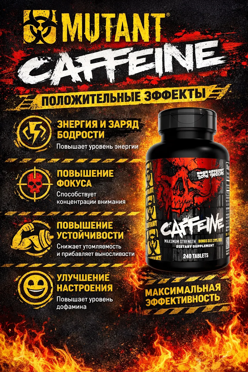 ⚡️ Нужен мощный заряд энергии без лишнего сахара и калорий?

Попробуйте Mutant Caffeine — идеальный 