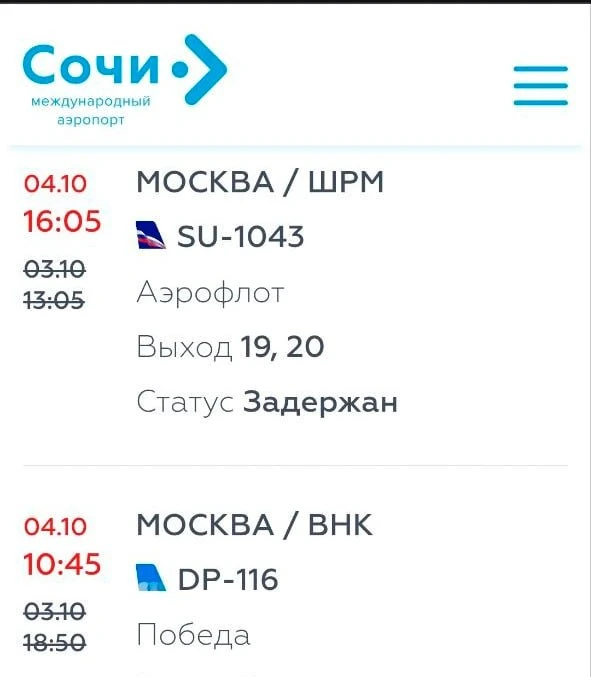 12 рейсов не могут со вчерашнего дня вылететь из Сочи. За сутки небо над городом закрыв...