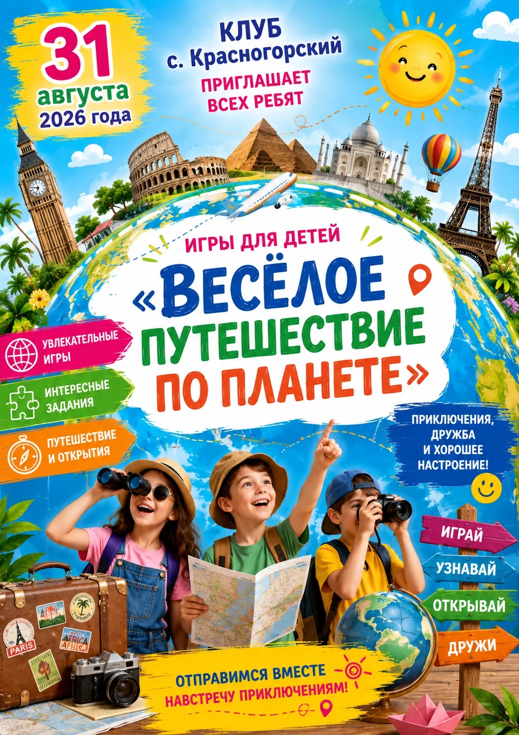 31 августа 2026 года в клубе с. Красногорский состоятся увлекательные игры для детей «В...