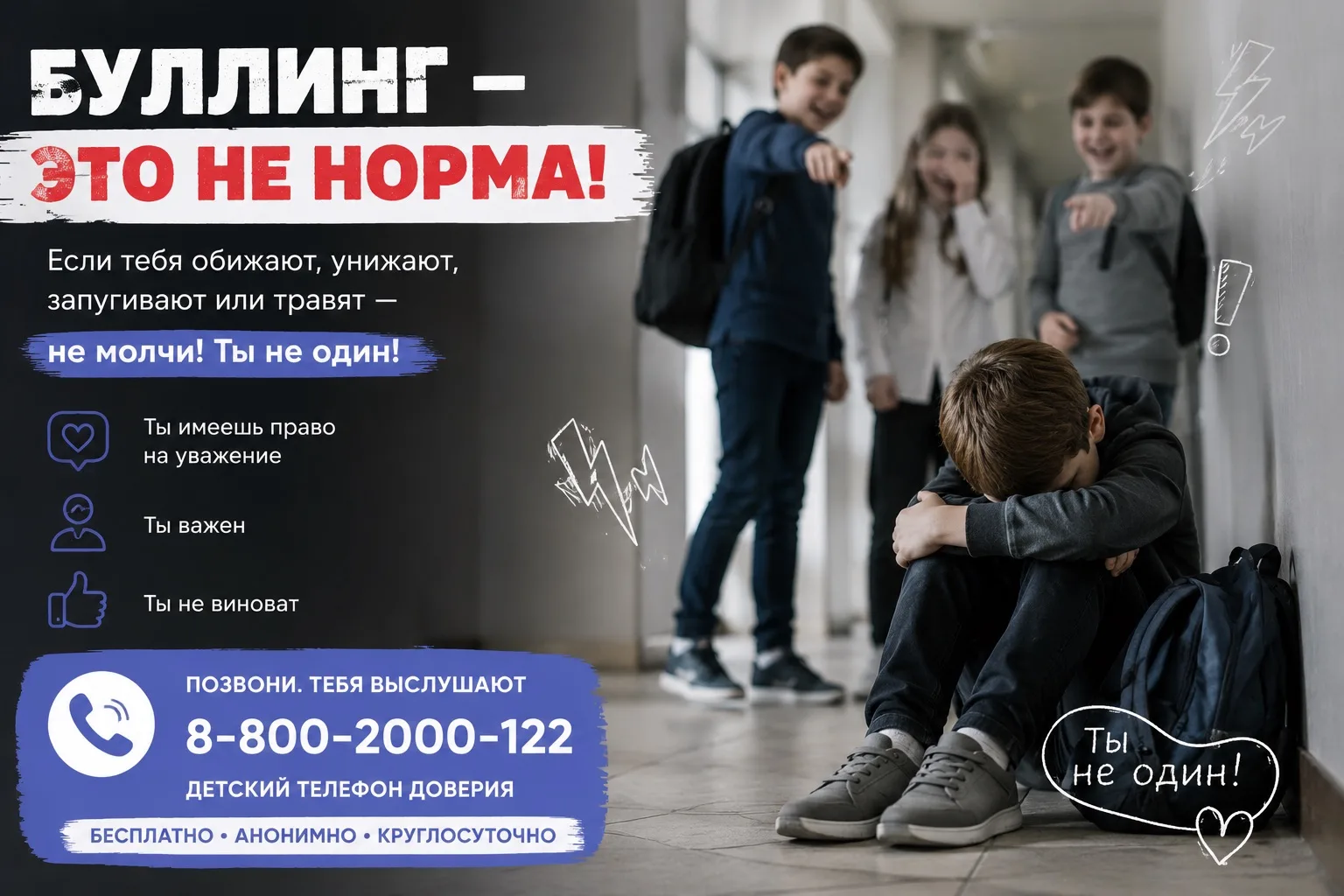 Буллинг — это не «просто шутка». Это проблема, с которой нельзя оставаться один на один

За первое п