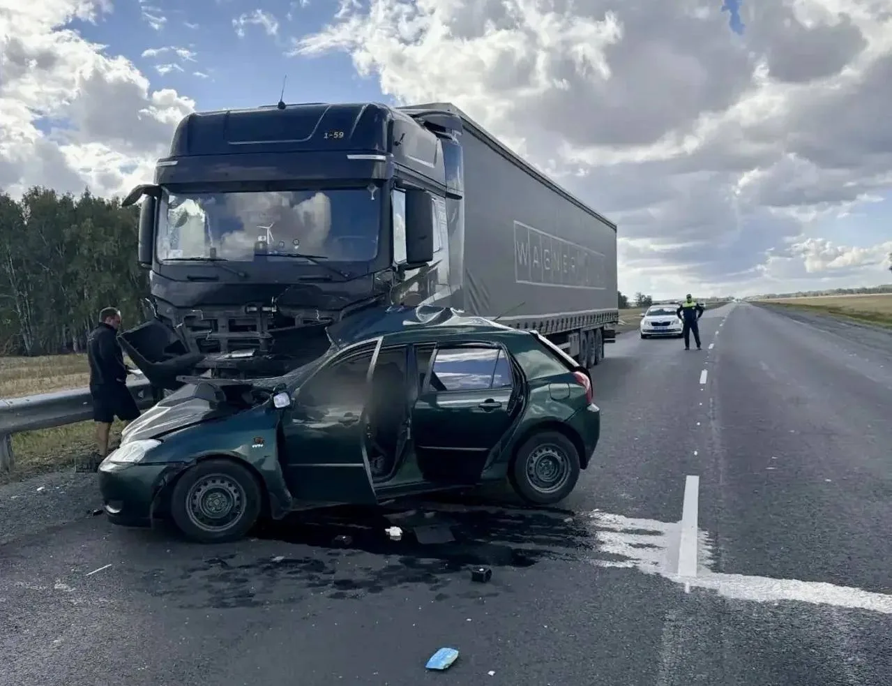 Женщина-водитель погибла в жуткой аварии с фурой под Омском