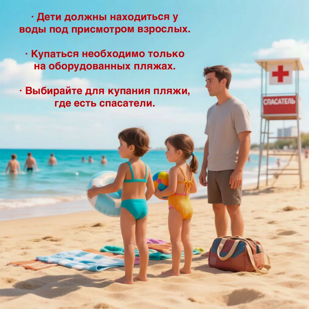 ПАМЯТКА ПО ПОВЕДЕНИЮ НА ВОДЕ  ☀️ ДЛЯ ДЕТЕЙ  1. Купайся только там, где есть знак «КУПАНИЕ РАЗРЕШЕНО»