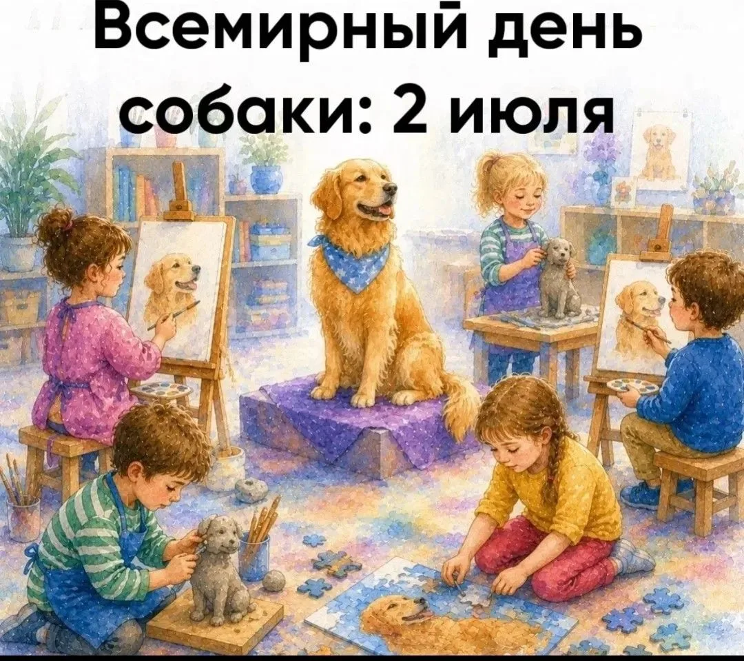 🐶 Ежегодно 2 июля отмечают Международный день собак! 🐶
Ребята из группы «Колокольчик» с огромным у