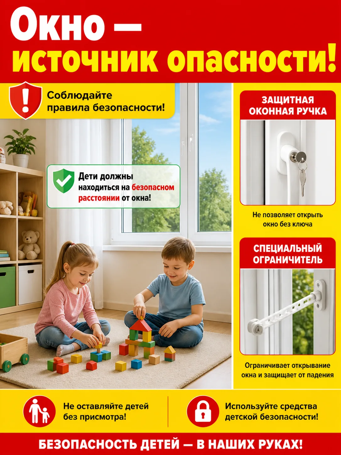 Окно может стать серьёзной угрозой для безопасности ребёнка.