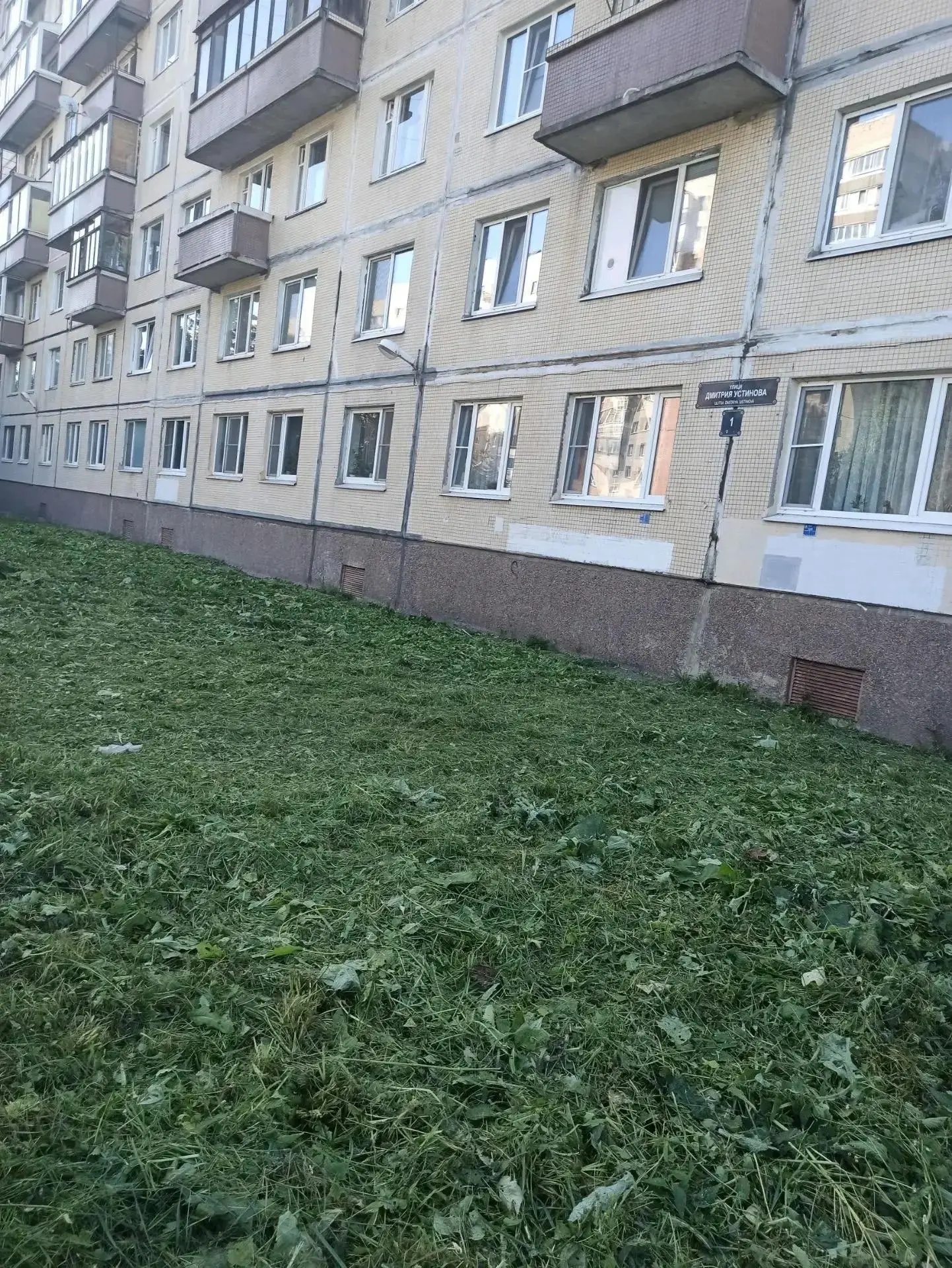 Улица Дмитрия Устинова дом 1 - убрана трава после покоса✔️