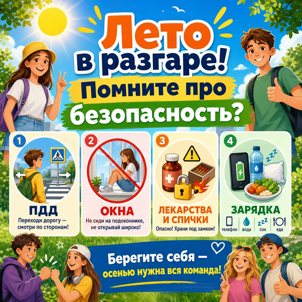 Лето в разгаре! А вы помните про безопасность? 🤔

Мы знаем, что вы большие и самостоятельные, но да