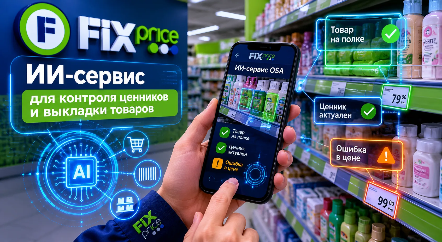 Fix Price начинает внедрять собственный ИИ-сервис для контроля ценников и выкладки товаров