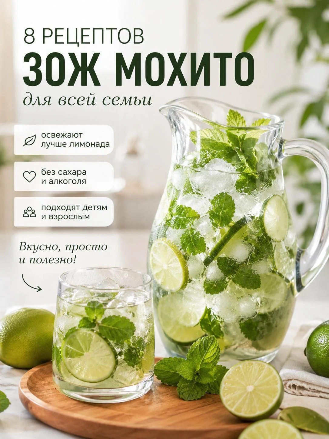 🍹ЗОЖ «Мохито» для лета 

Летом такой кувшин у нас долго не стоит - выпивают быстрее, чем я успеваю 