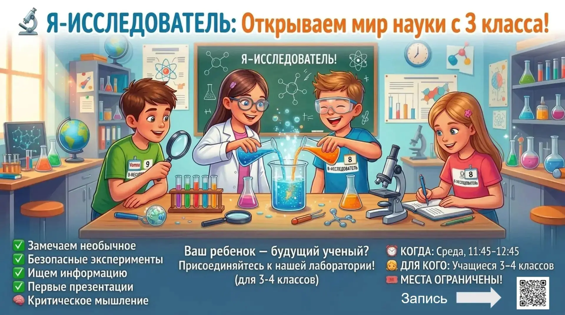 🔬 ВНЕУРОЧНАЯ ДЕЯТЕЛЬНОСТЬ «Я — ИССЛЕДОВАТЕЛЬ» ПРИГЛАШАЕТ ЮНЫХ УЧЕНЫХ! 🔬