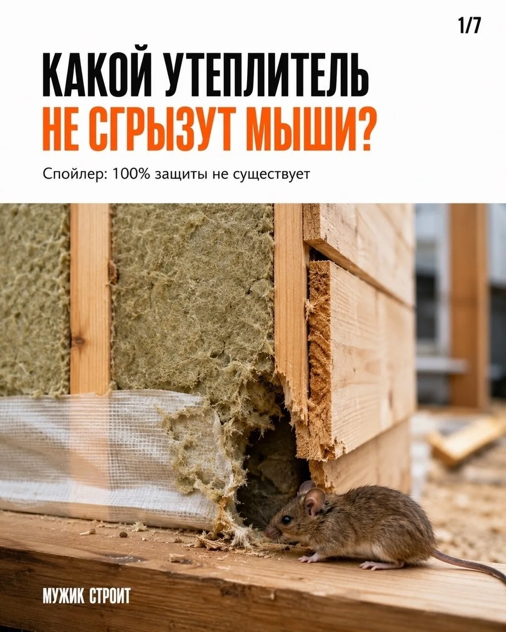 Мыши не едят утеплитель. Но это не мешает им прогрызать в нём ходы, устраивать гнёзда и...