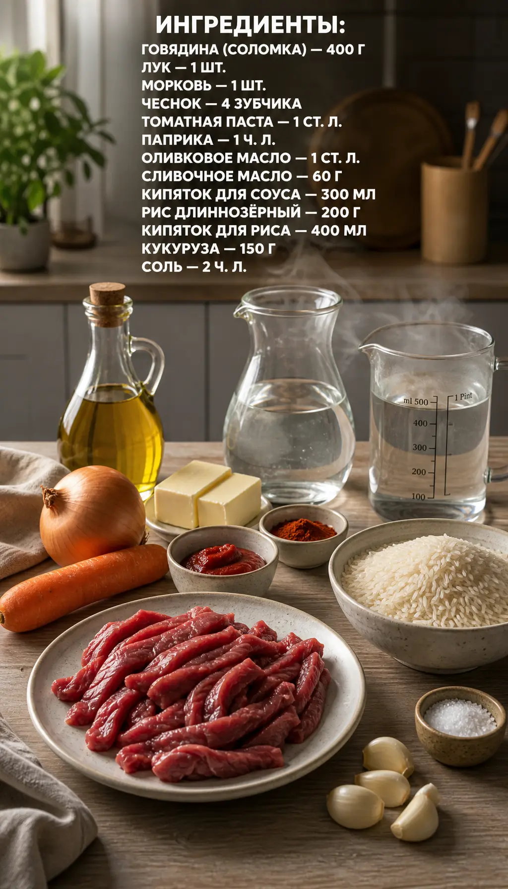 Мясной соус с рисом