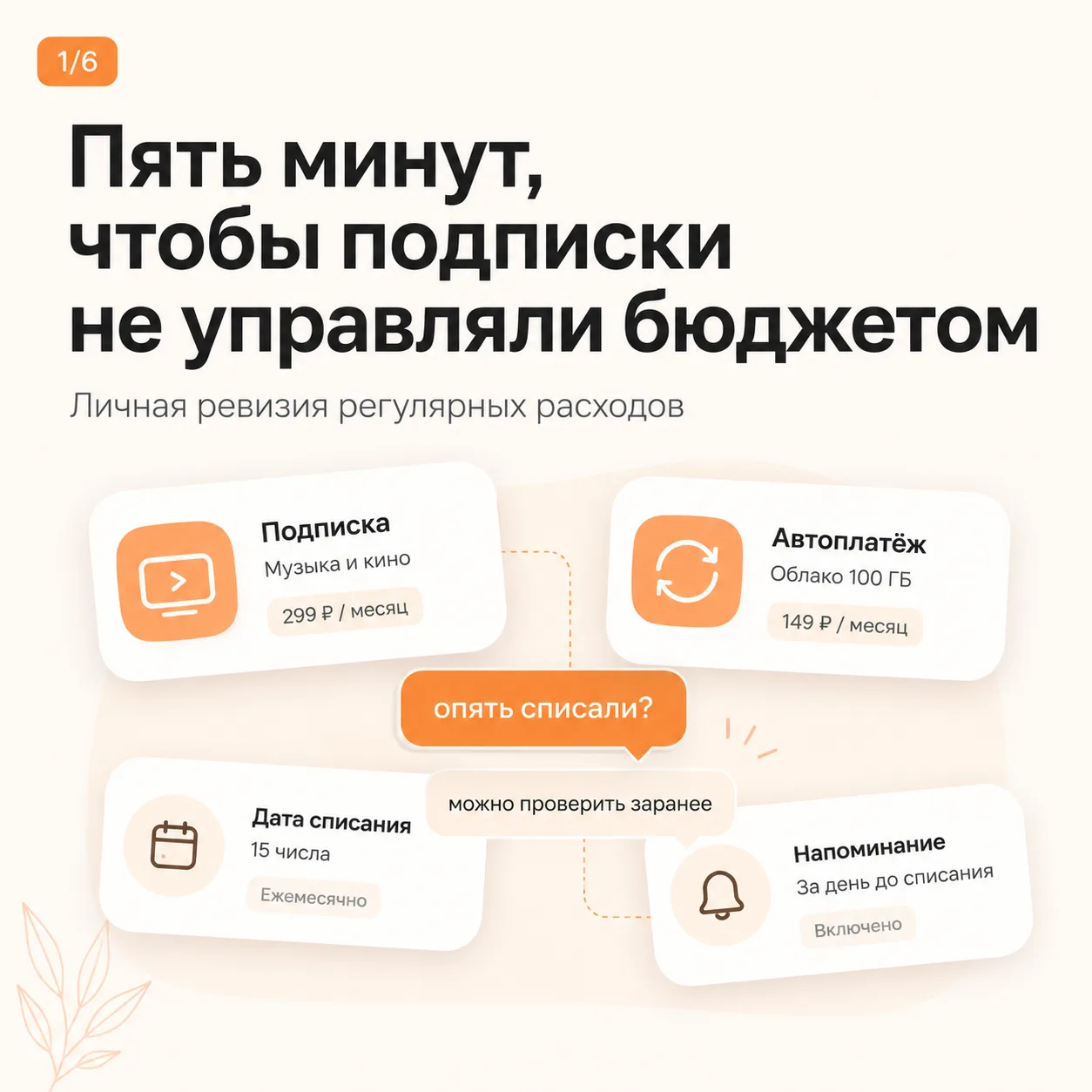 Проверяйте подписки до списания в LeaderTask

Обычно о регулярных расходах вспоминаешь в тот момент,