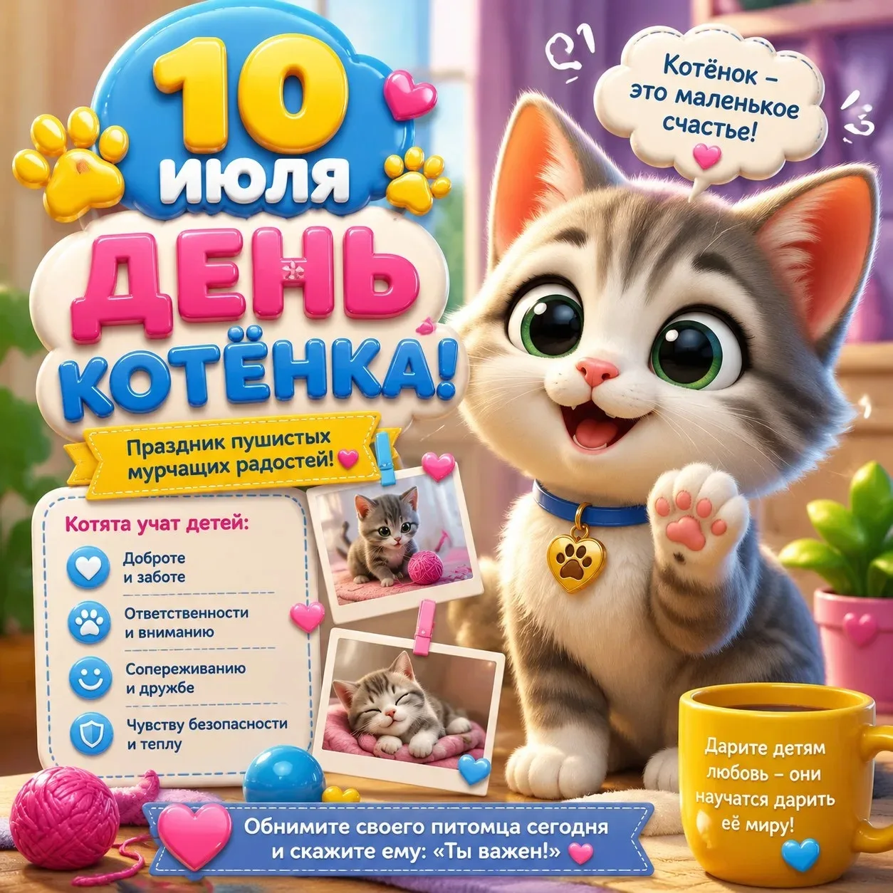 💫 Сегодня, 10 июля, во всём мире чествуют самых пушистых, усатых и полосатых — наших л...