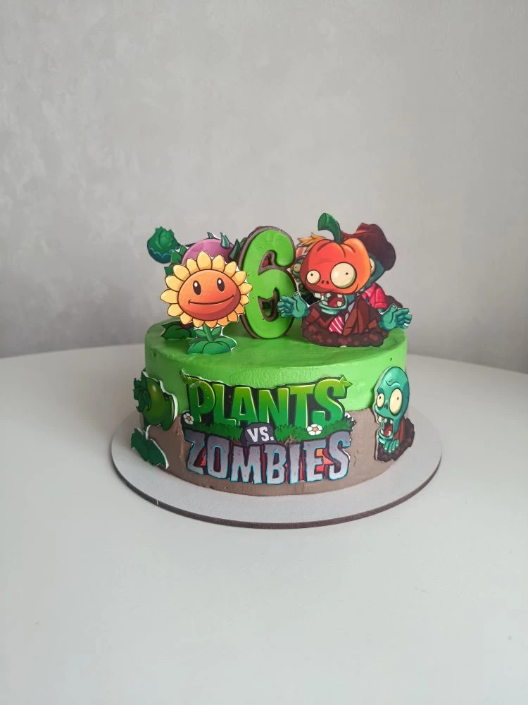 🧟‍♂️🌻 Торт в стиле Plants vs. Zombies — сладкий сюрприз для маленького геймера!