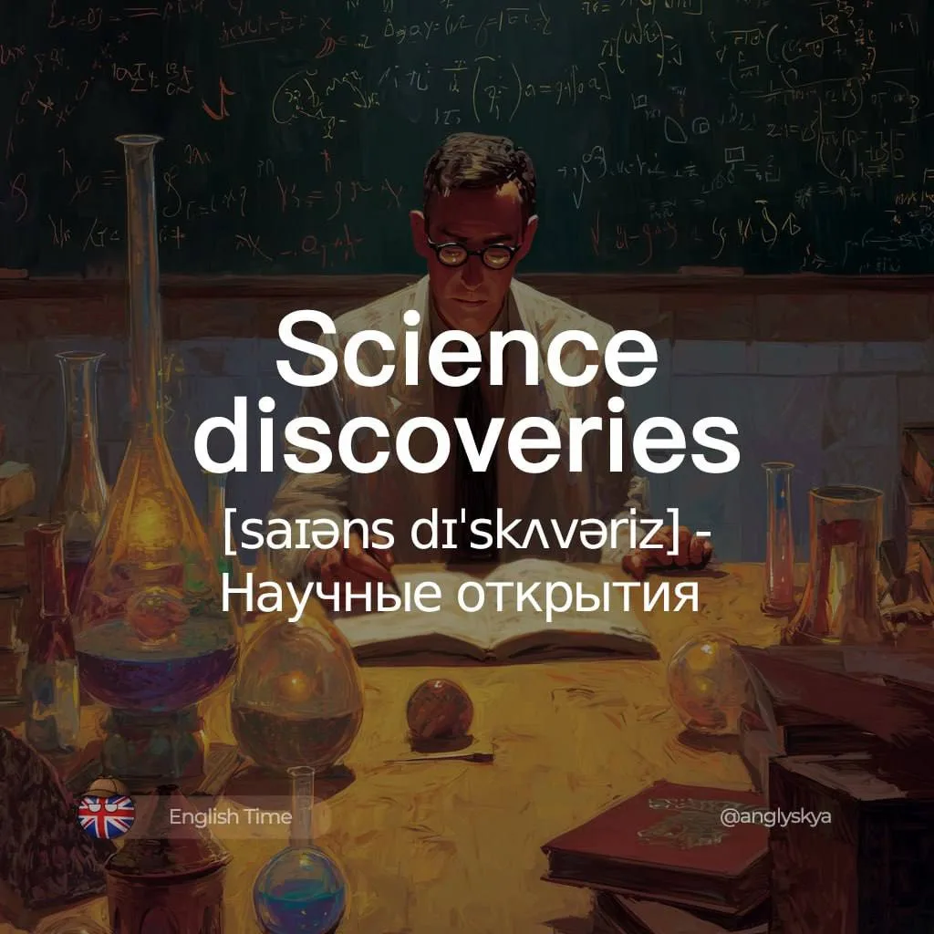 😮 Science discoveries (ˈsaɪəns dɪˈskʌvəriz) — Научные открытия

1. Breakthrough (ˈbreɪkθruː) — Прор