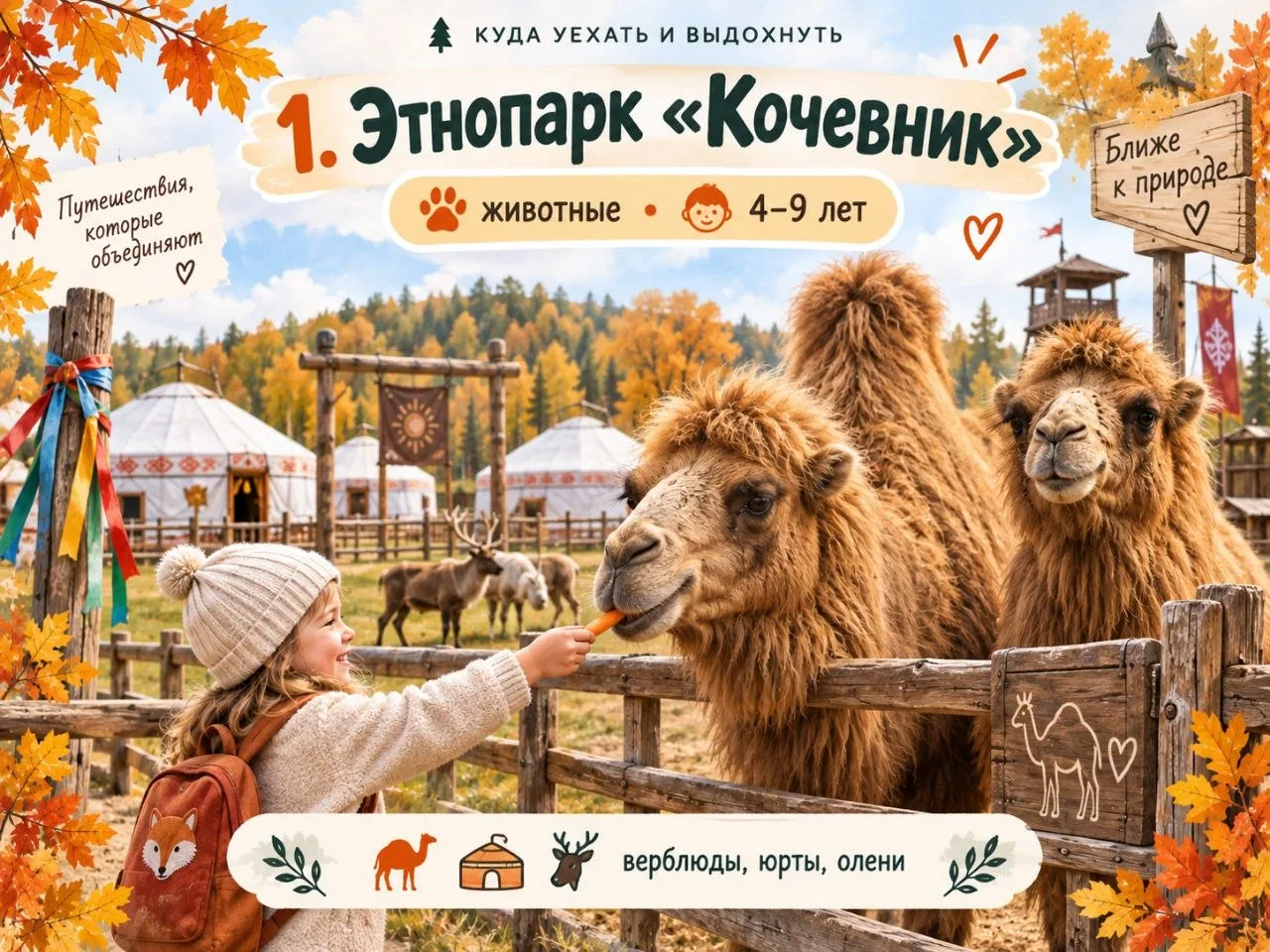 1. ЭТНОПАРК «КОЧЕВНИК»: ВЕРБЛЮДЫ, ЮРТЫ И ДЕНЬ БЕЗ «МНЕ СКУЧНО» 🐫