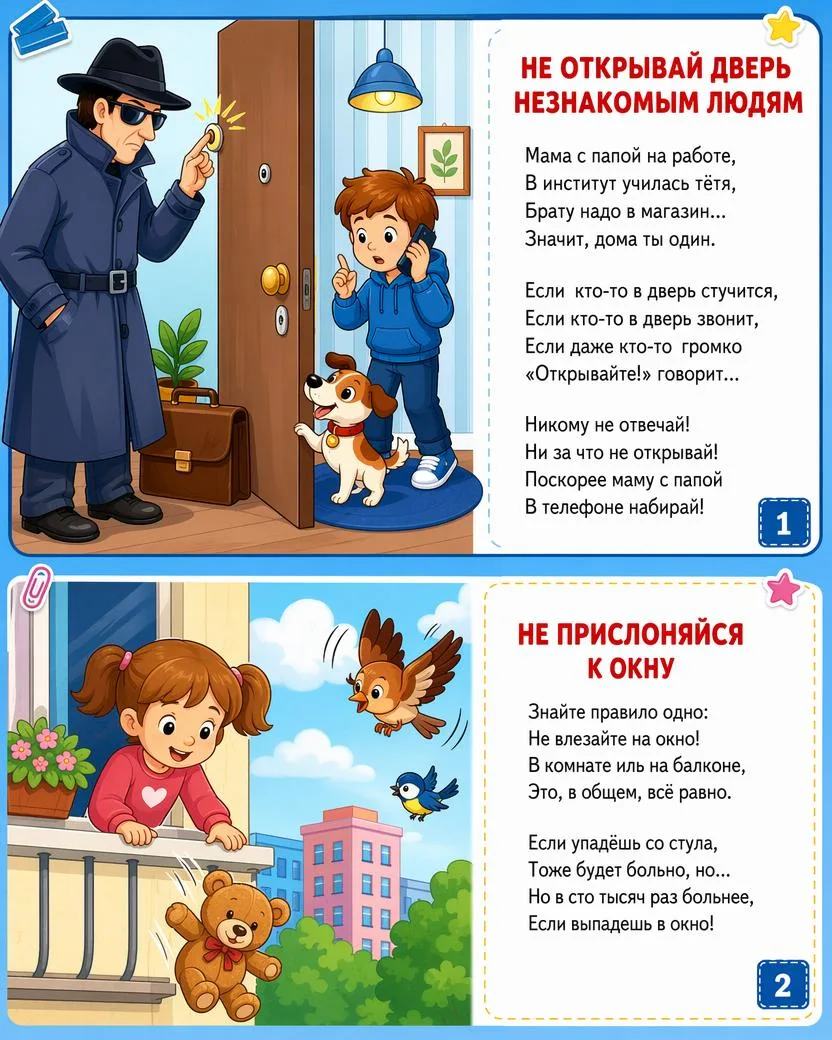 Безопасность детей — в понятных стихах и ярких картинках.