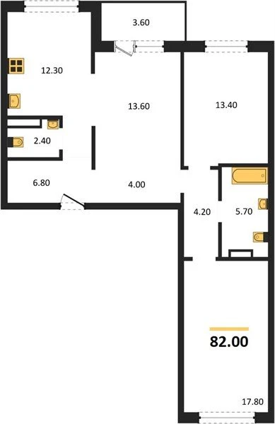Трехкомнатная квартира 82 м² за 7 550 000 ₽.