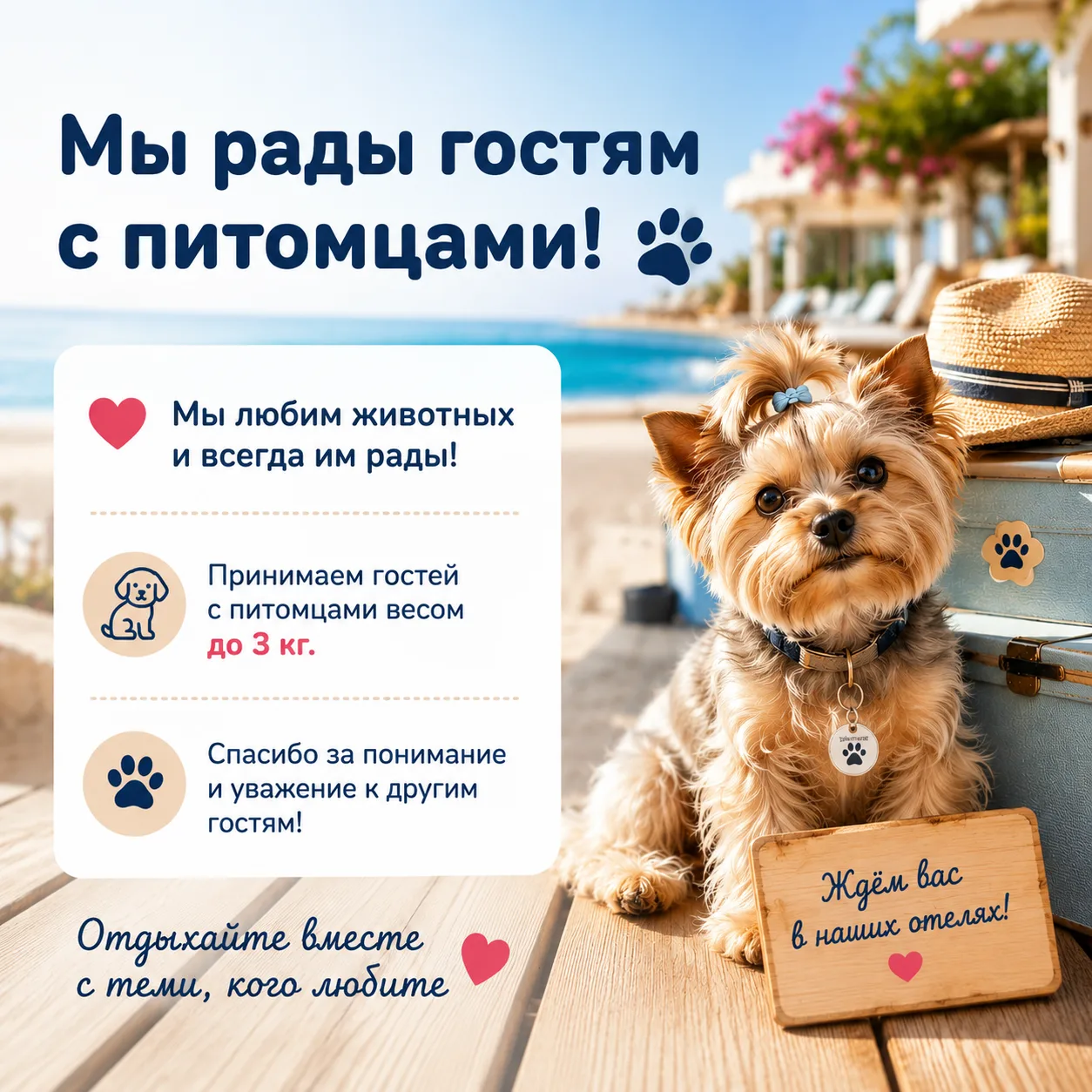 🐾 Можно ли приехать к нам с питомцем?

Один из самых частых вопросов, который нам задают гости пере