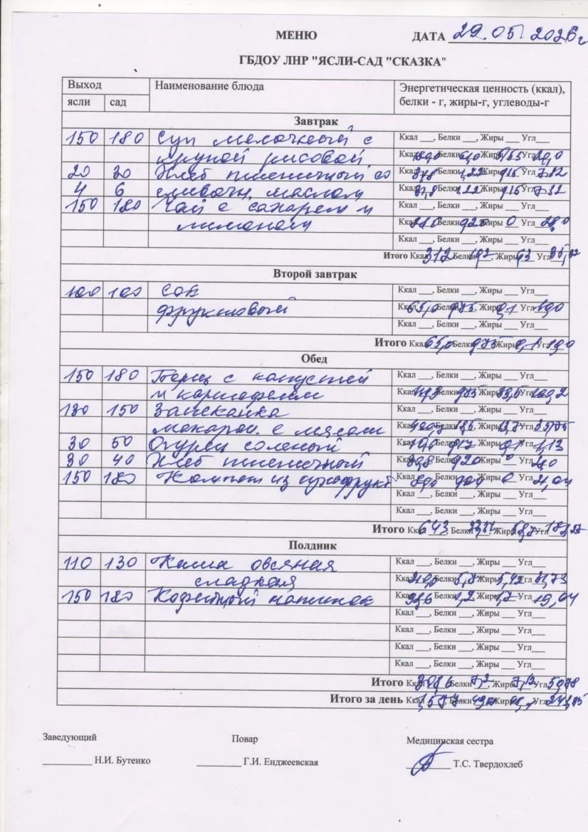 меню на 29.05.2026