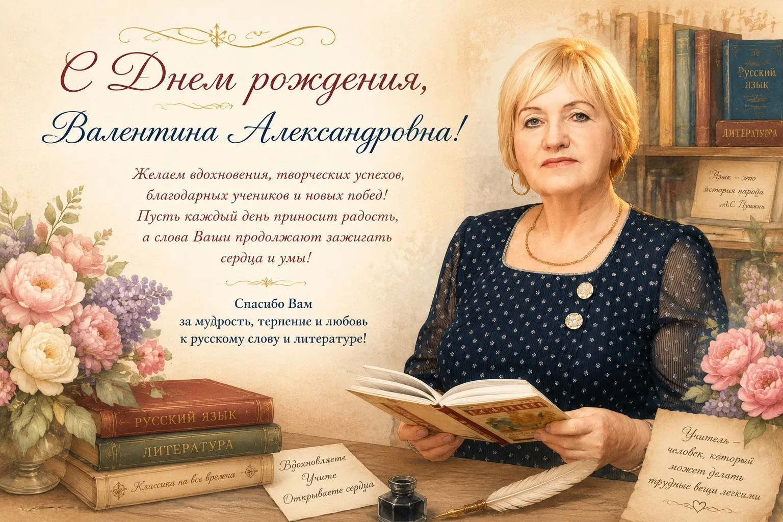 Поздравляем с Днем Рождения нашего учителя русского языка и литературы Валентину Алекса...