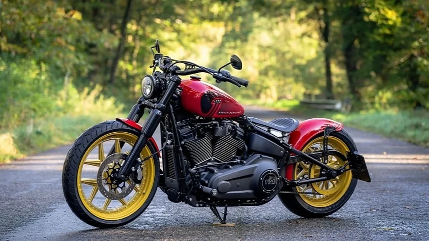 Harley-Davidson Street Bob 2026 от Thunderbike: красный кузов, золотые колёса и новая п...