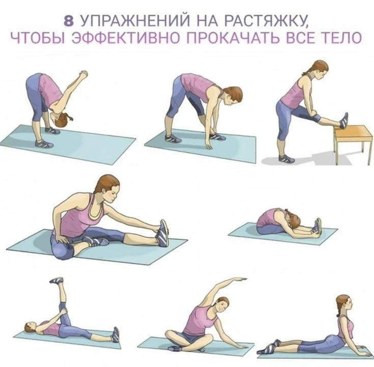 Восемь упражнений на растяжку, чтобы эффективно прокачать все тело!🤍