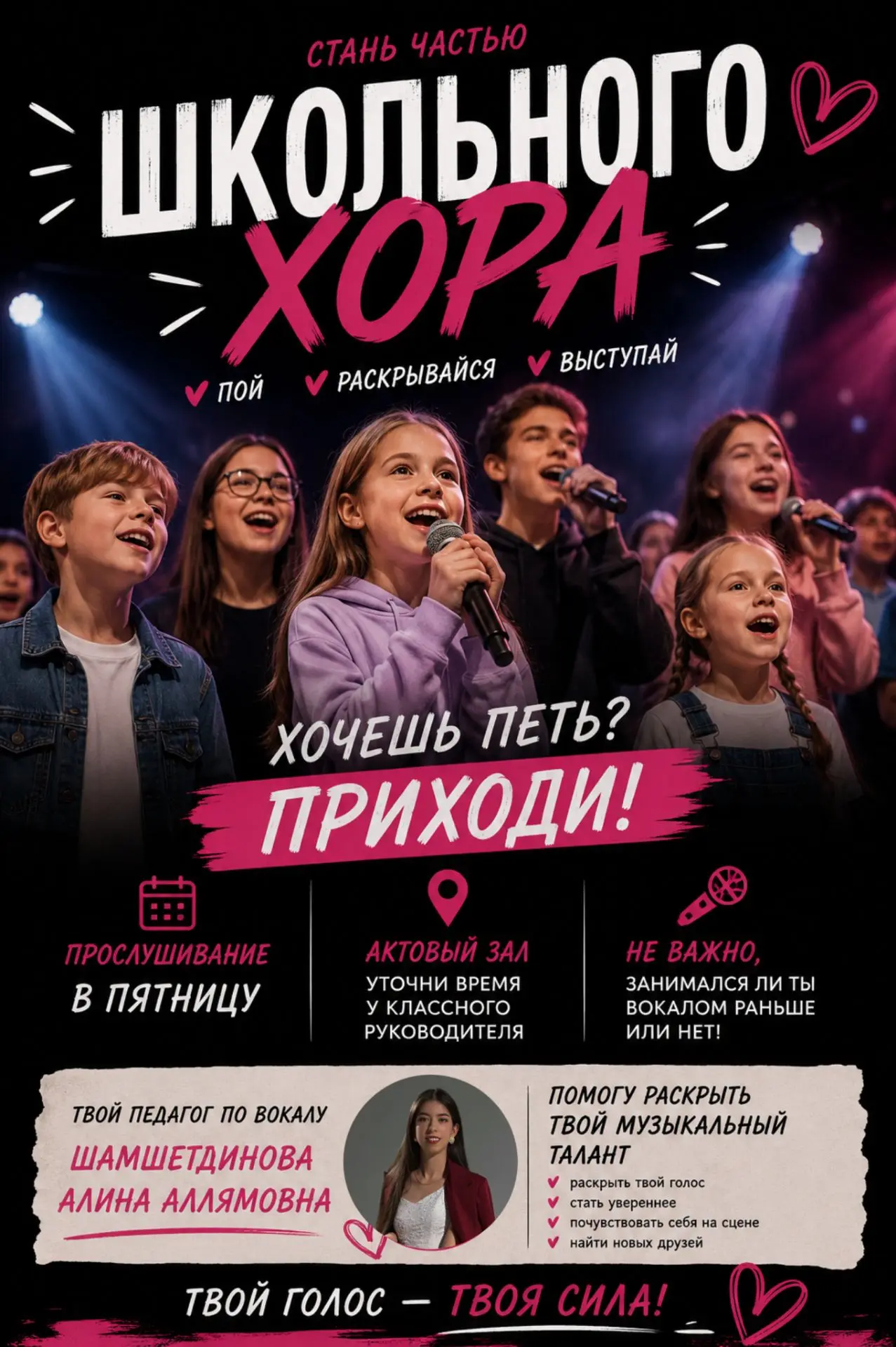 Добрый день! 👋Сегодня состоялось прослушивание учащихся первой смены для школьного хор...