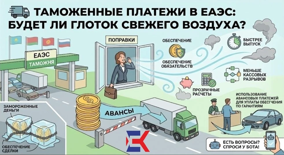 🚛 ТАМОЖЕННЫЕ ПЛАТЕЖИ В ЕАЭС: БУДЕТ ЛИ ГЛОТОК СВЕЖЕГО ВОЗДУХА?

Коллеги, кажется, у бизнеса появилас