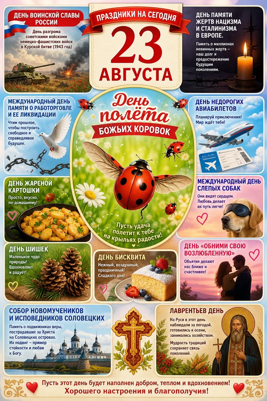 Праздники на сегодня серьезные и шуточные.