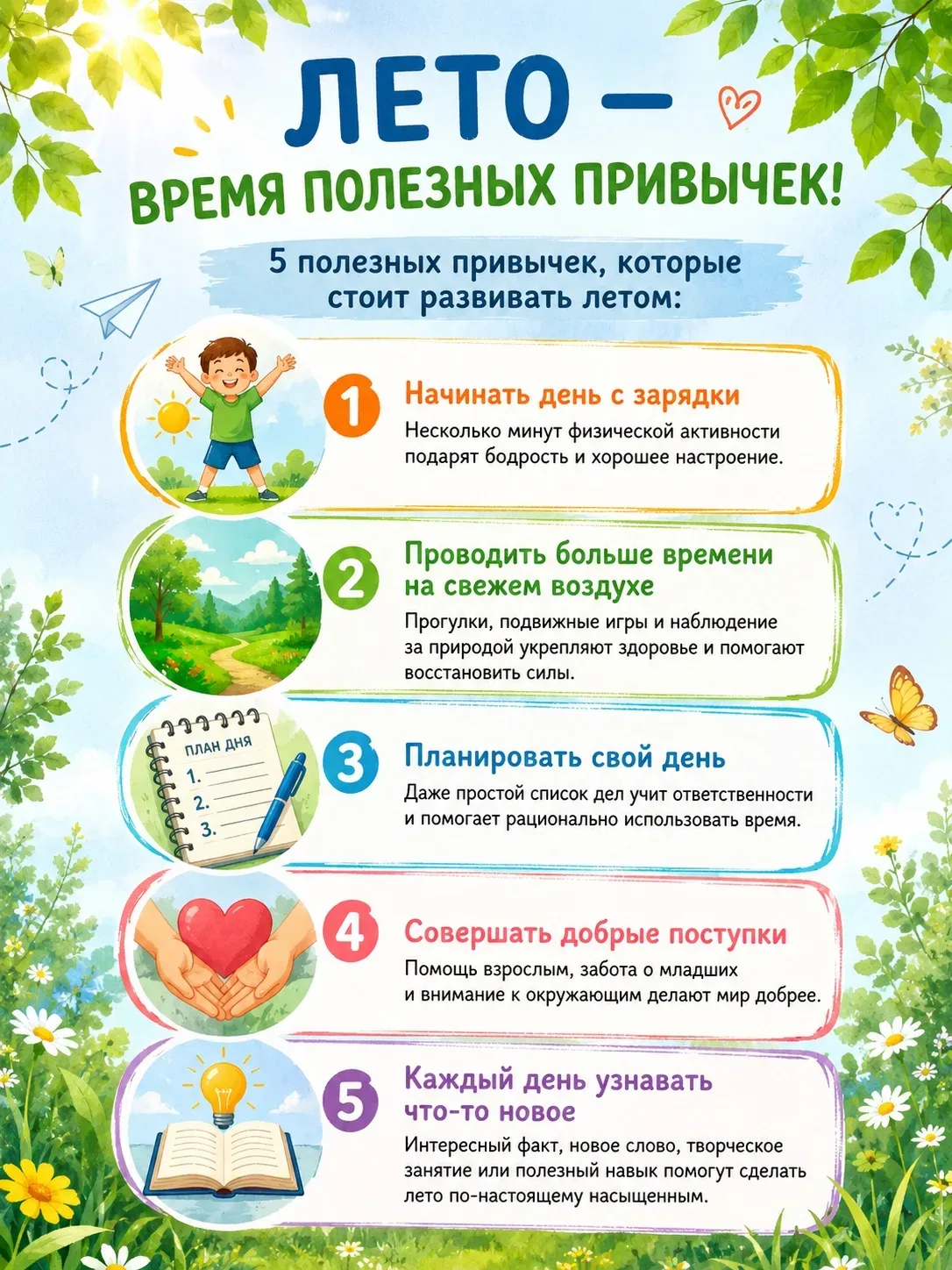Летние каникулы — отличная возможность не только отдохнуть, но и приобрести привычки, которые помогу