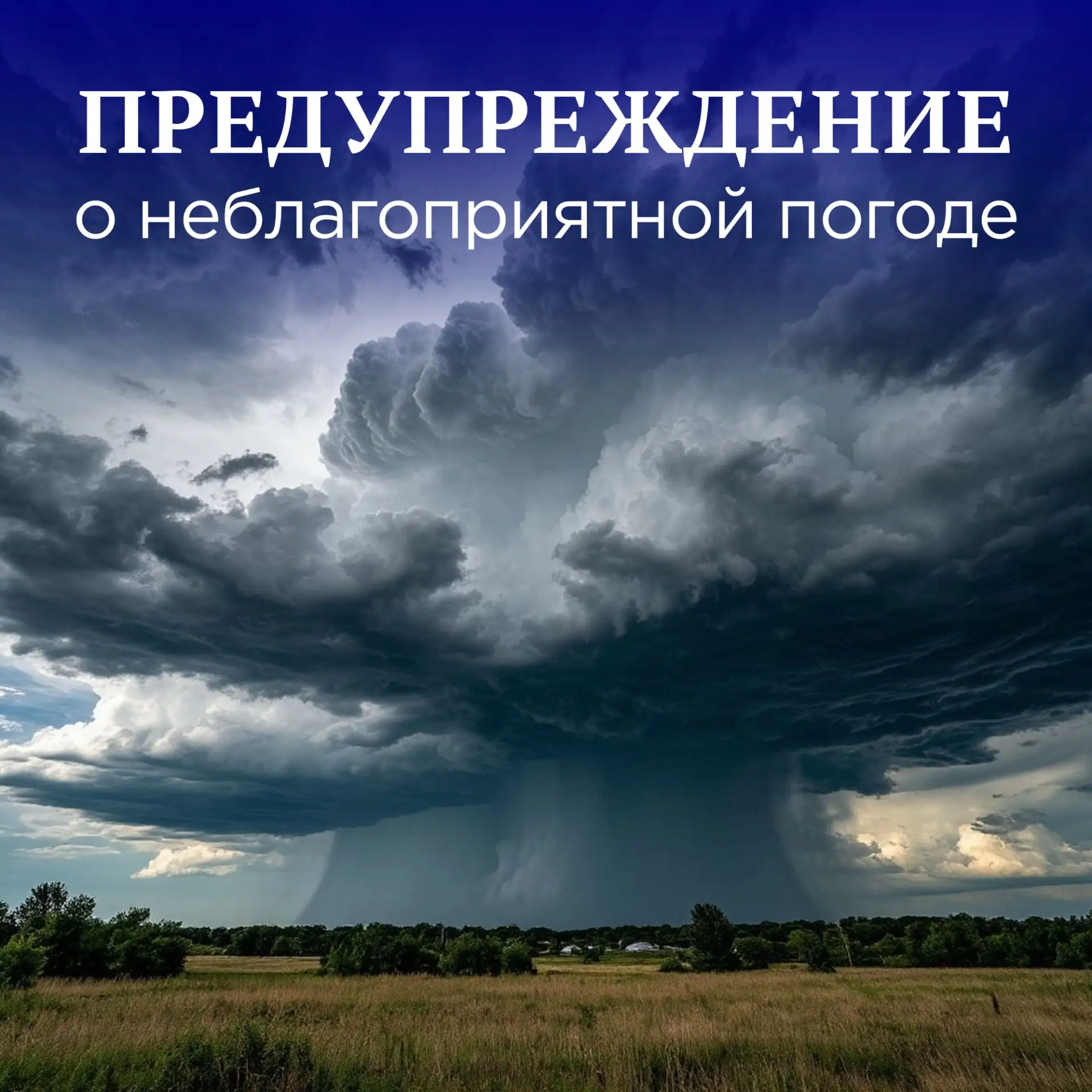 В регионе прогнозируется резкое ухудшение погодных условий. В ближайшие часы будут гроз...