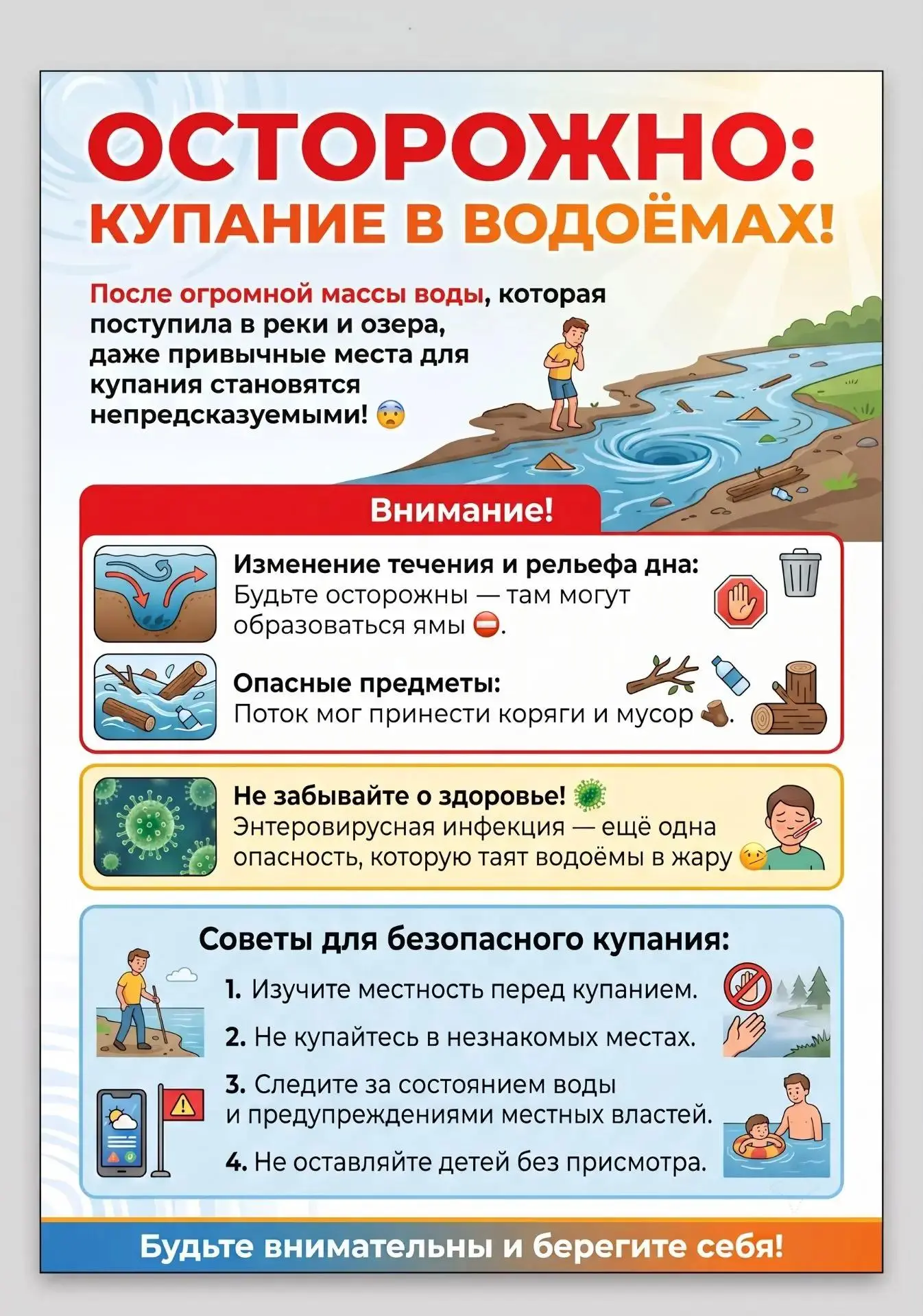 ❓Почему сейчас купание в водоёмах особенно опасно
❗Читайте в нашей памятке

🚨 за прошедшие сутки на