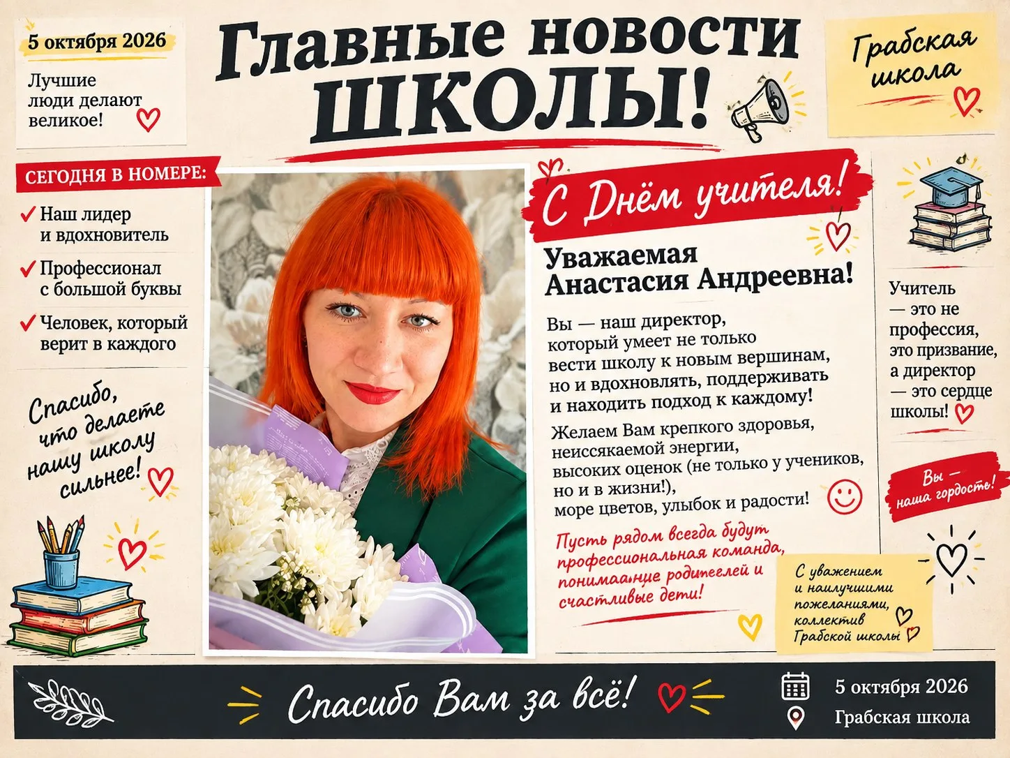 📰 Специальный выпуск: праздничная газета ко Дню учителя! 📰❤️Каждая такая «газета» — э...