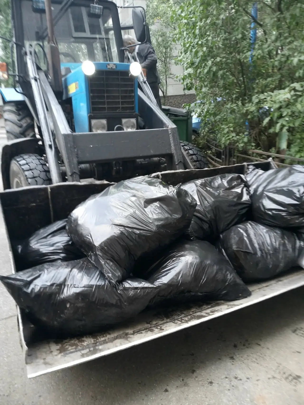 Вывоз мусора на территории многоквартирного дома по адресу: Пулковское шоссе, д. 13, к. 5