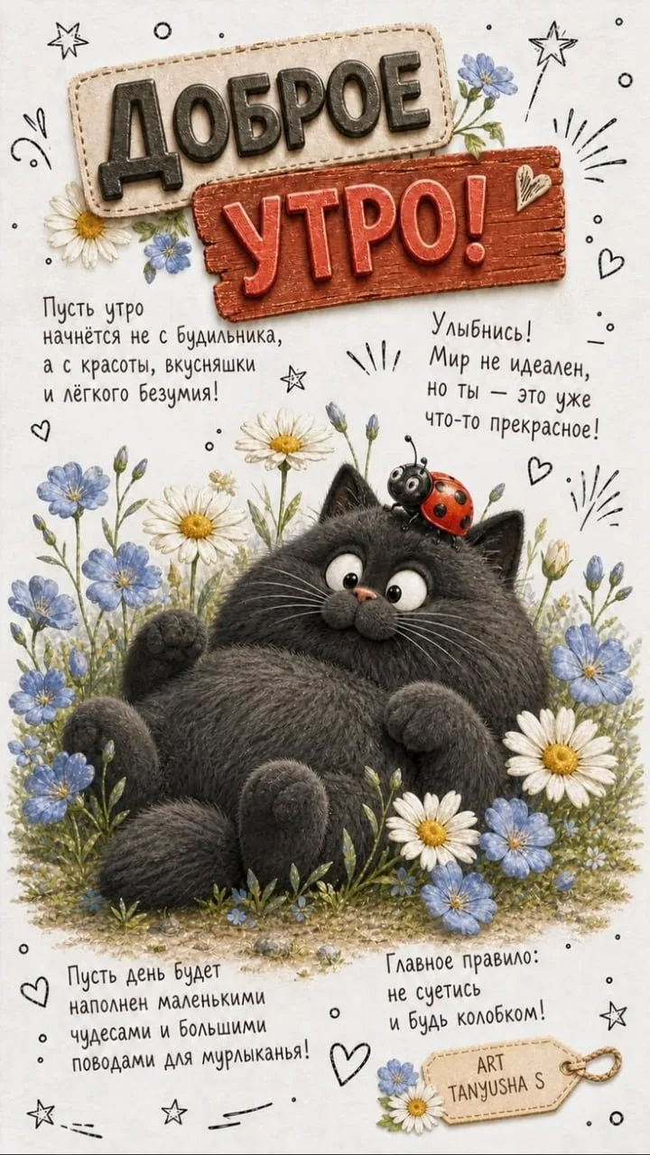 Замурррчательного утра!

Поздравляшка 🩵