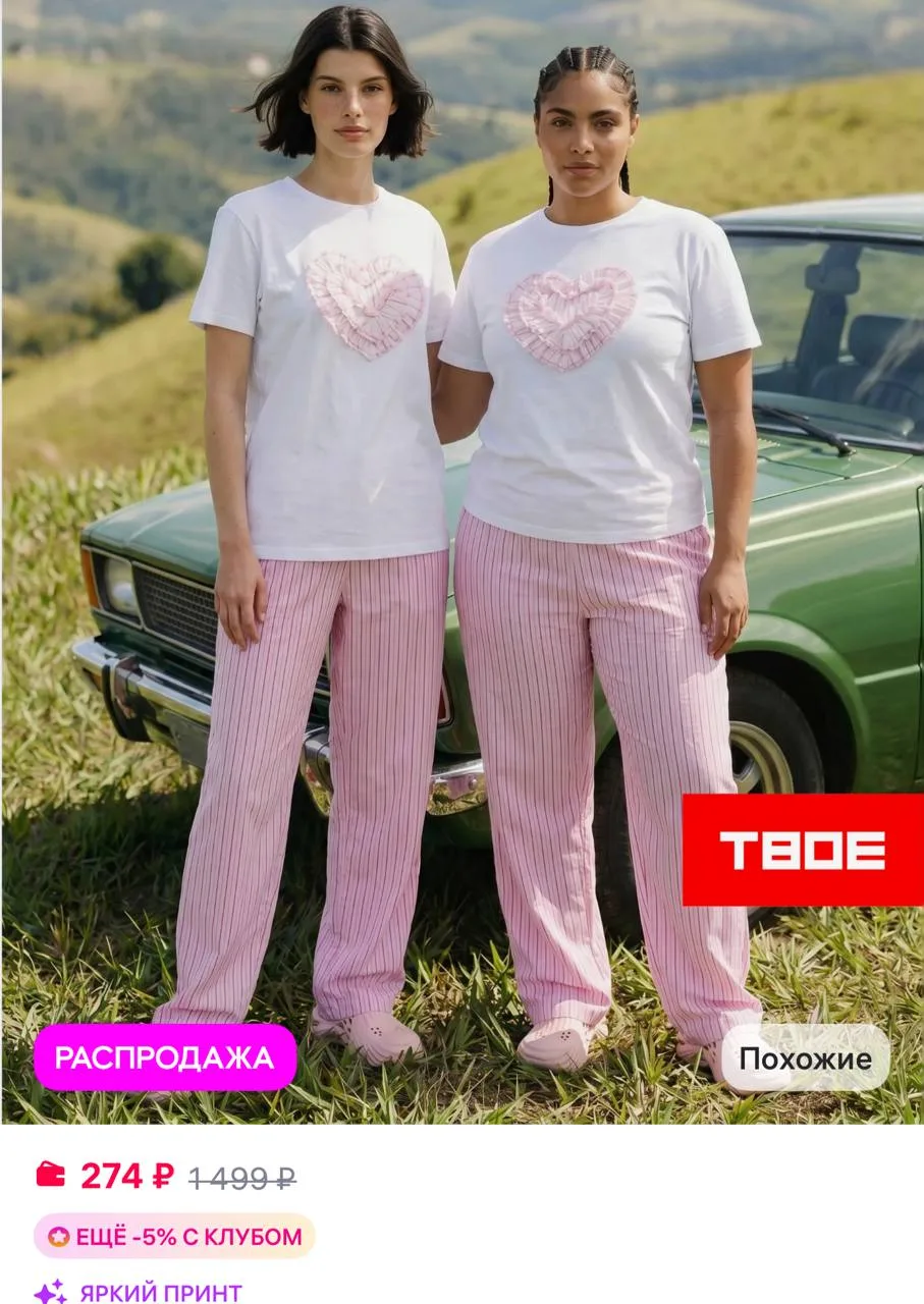 🟪ТВОЕ Футболка хлопок с принтом