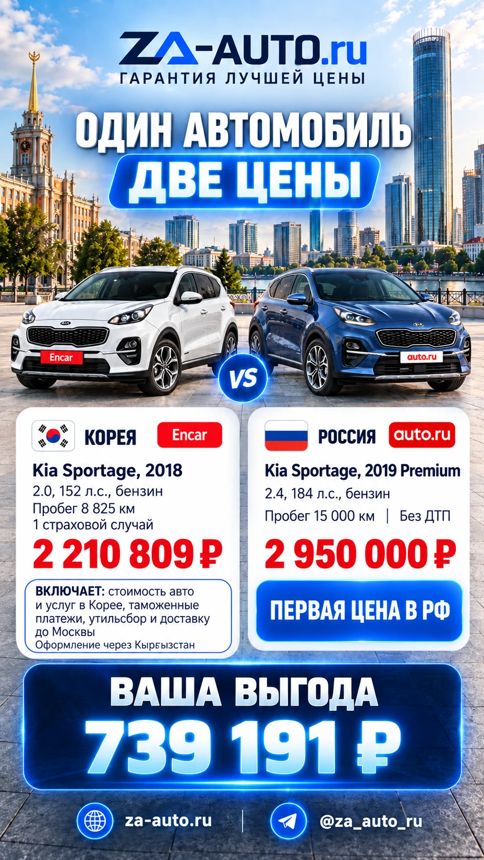 🔥 **KIA SPORTAGE GASOLINE 2018 — ВЫГОДА 739 191 ₽**