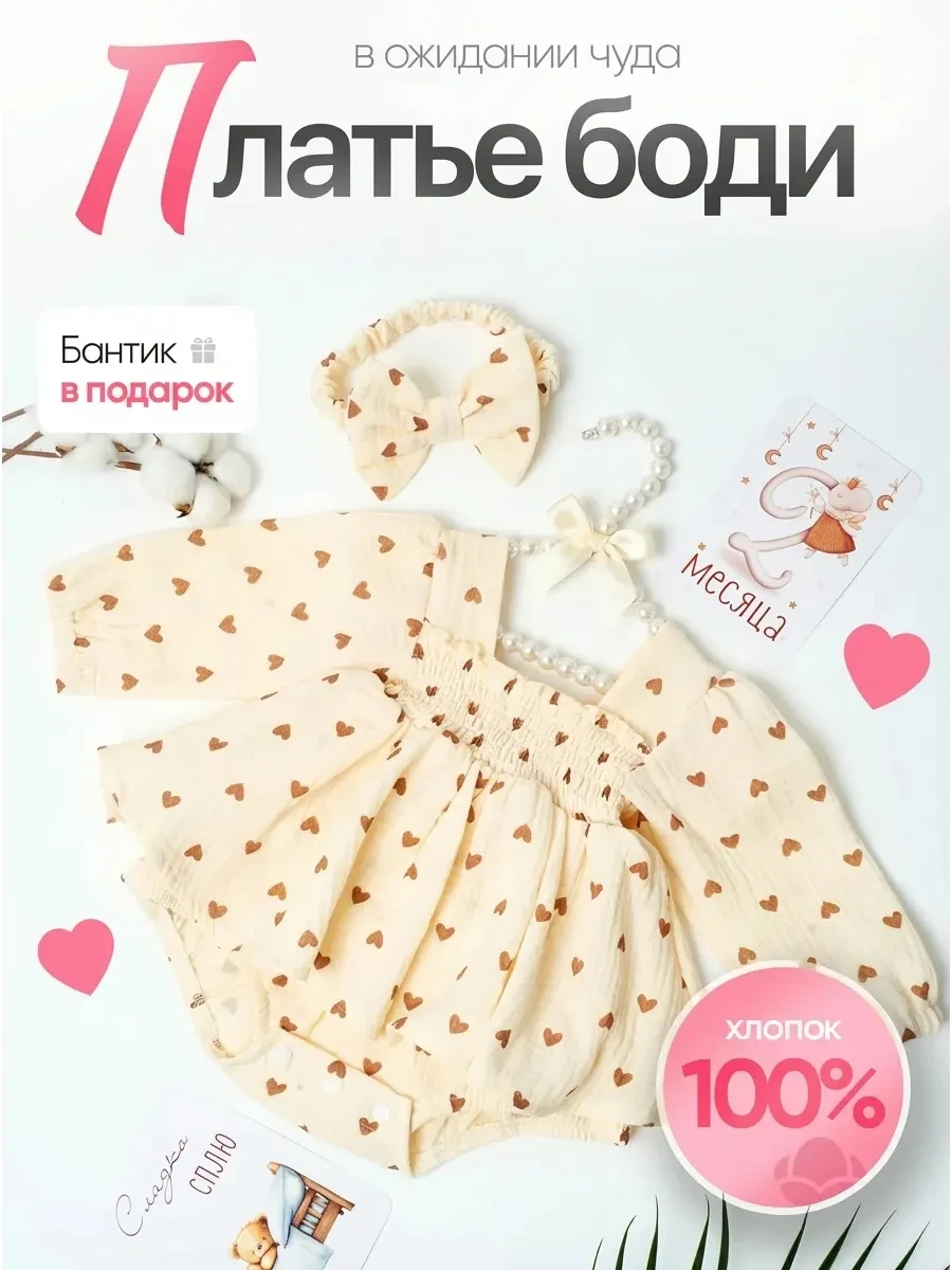 ⚡️ Платье-боди для новорожденных на выписку нарядное, BABY BLOOM