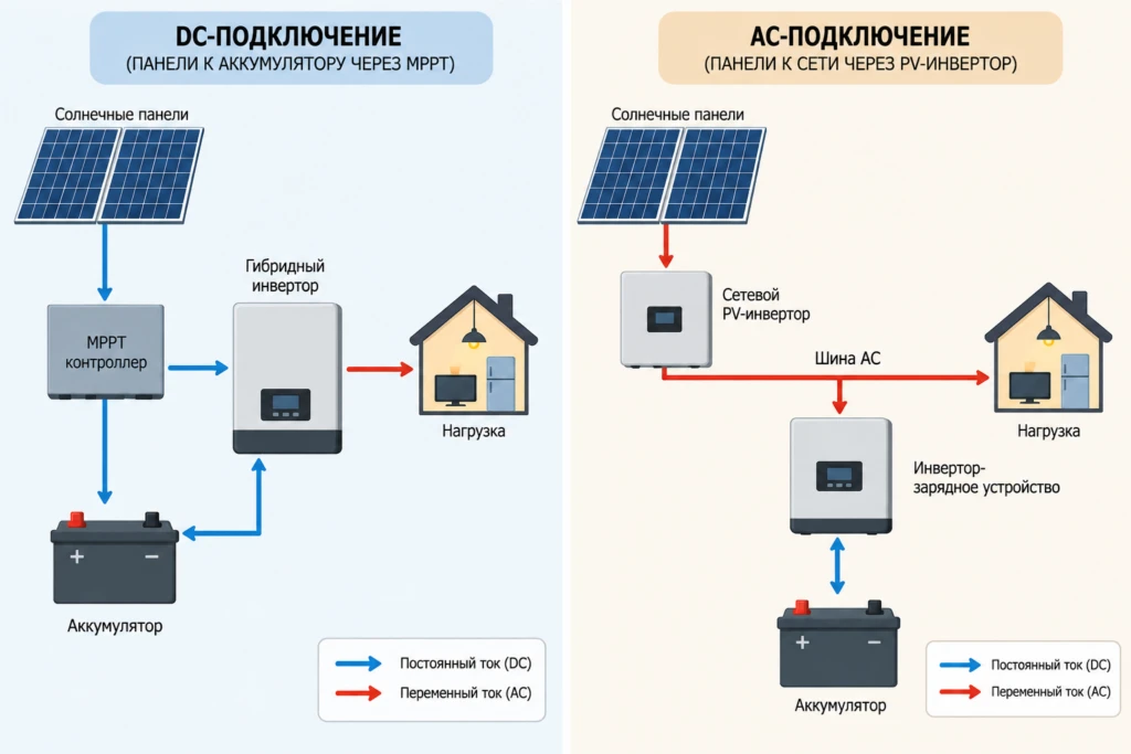 ⚡ AC или DC: как соединить солнечные панели и аккумулятор в домашней СЭС